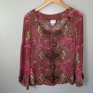 Tracy Resse Y2K beaded silk blouse